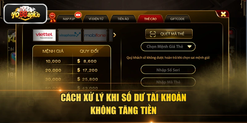 Cách xử lý khi số dư tài khoản không tăng tiền