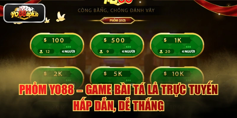 Phỏm YO88 – Game Bài Tá Lả Trực Tuyến Hấp Dẫn, Dễ Thắng